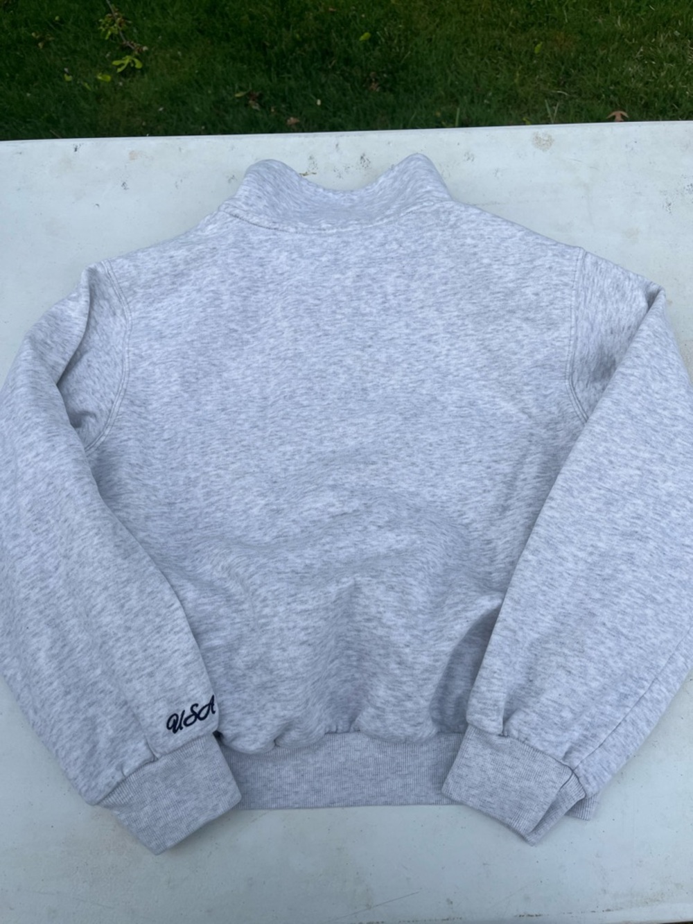 Hollister Light Gray "East Coast" Half-Zip Sweater with Navy Script - Picture 4 of 5